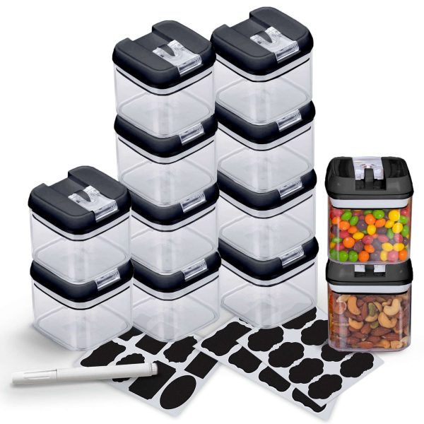 Cheer Collection One Size Airtight Food Storage Containers - Set of 12 IDENTICAL 17 oz Pantry Organizer Bins plus Marker and Labels on Sale