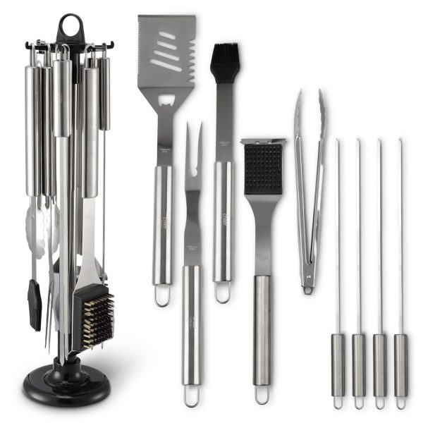 Cheer Collection Stainless Steel 10 Piece Barbecue Grill Tools Set with Storage Carousel Online