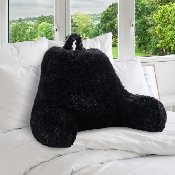 Cheer Collection Fluffy Reading Pillow - Long Shaggy Hair TV and Gaming Pillow with Armrest Supply - Image 2