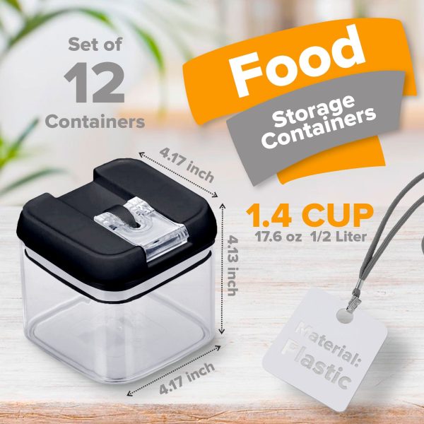 Cheer Collection One Size Airtight Food Storage Containers - Set of 12 IDENTICAL 17 oz Pantry Organizer Bins plus Marker and Labels on Sale - Image 2