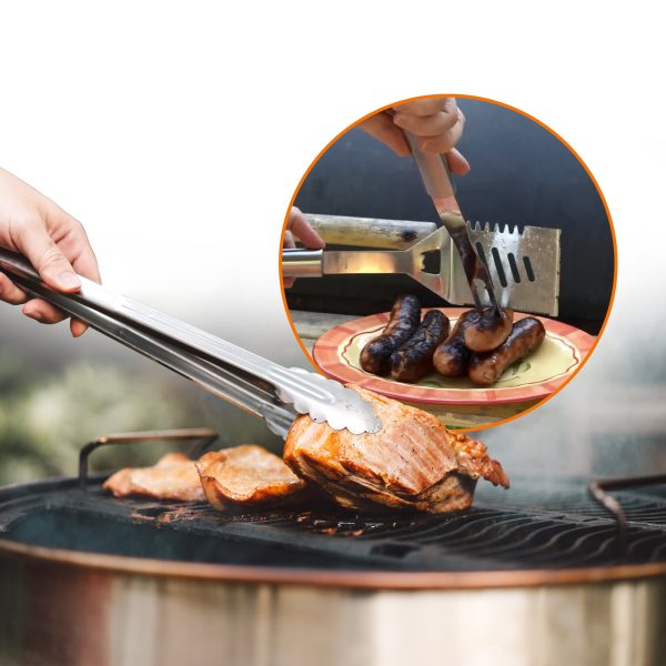 Cheer Collection Stainless Steel 10 Piece Barbecue Grill Tools Set with Storage Carousel Online - Image 4