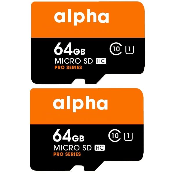 AlphX 64gb 2 Pack Micro SD High Speed Class 10 Memory Cards,Adapter & Sandisk Micro SD Card Reader Fashion