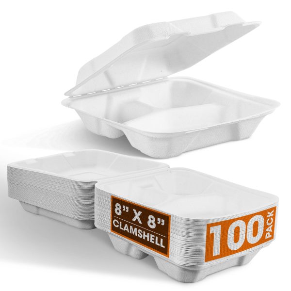 Cheer Collection 8x8 Compostable Eco Friendly Microwavable Clamshell Containers Online