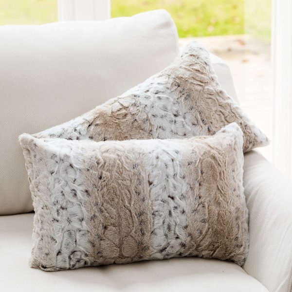 Cheer Collection Embossed Faux Fur Throw Pillows 12  x 20  Snow Leopard, Set of 2 Cheap
